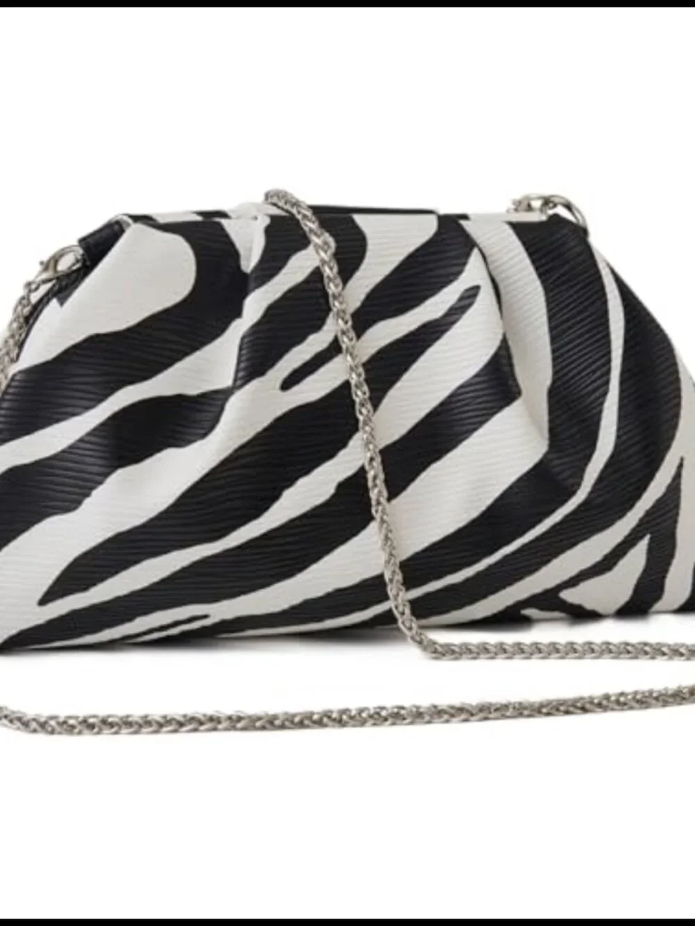 Metallic PU Leather Ruched Clutch Detachable Chain Crossbody Evening Bag